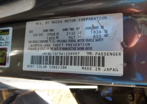 2010 Mazda Mazda3 I Touring from USA, damaged, VIN JM1BL1SF9A1209997